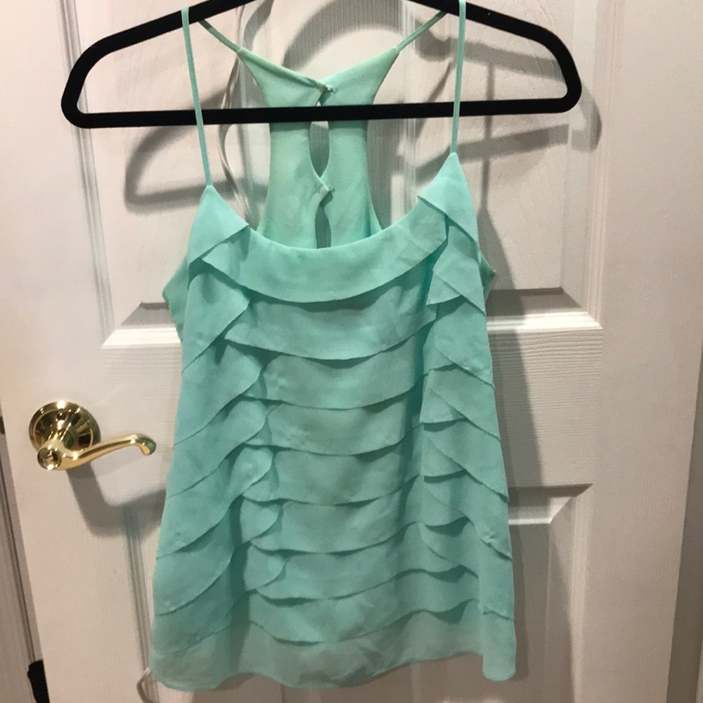 Blue ruffle tank top